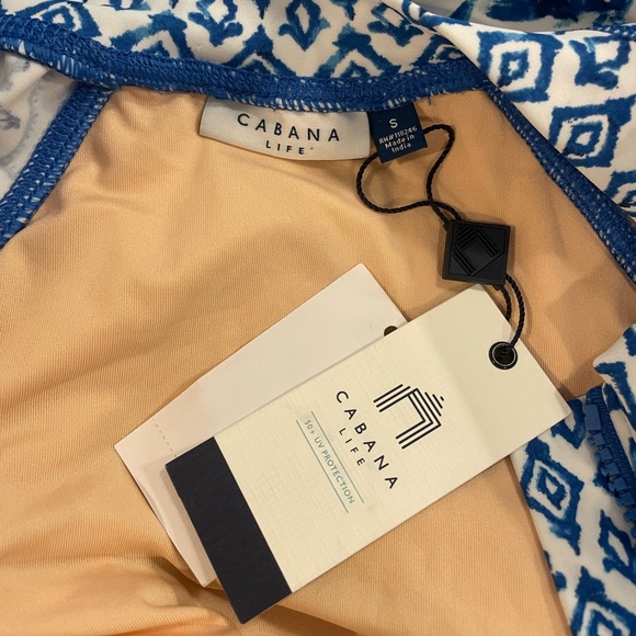 CABANA LIFE NWT UPF 50 Sun Protective zip-front unisuit in blue/white - small - Picture 4 of 6